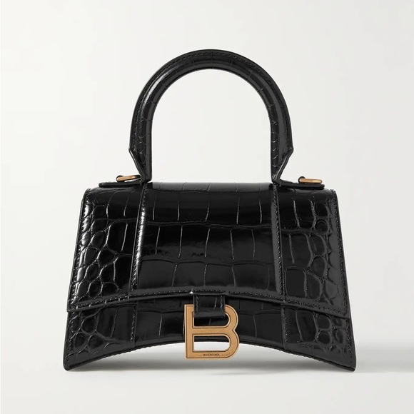 BALENCIAGA Hourglass XS croc-effect leather tote - Picture 1 of 16